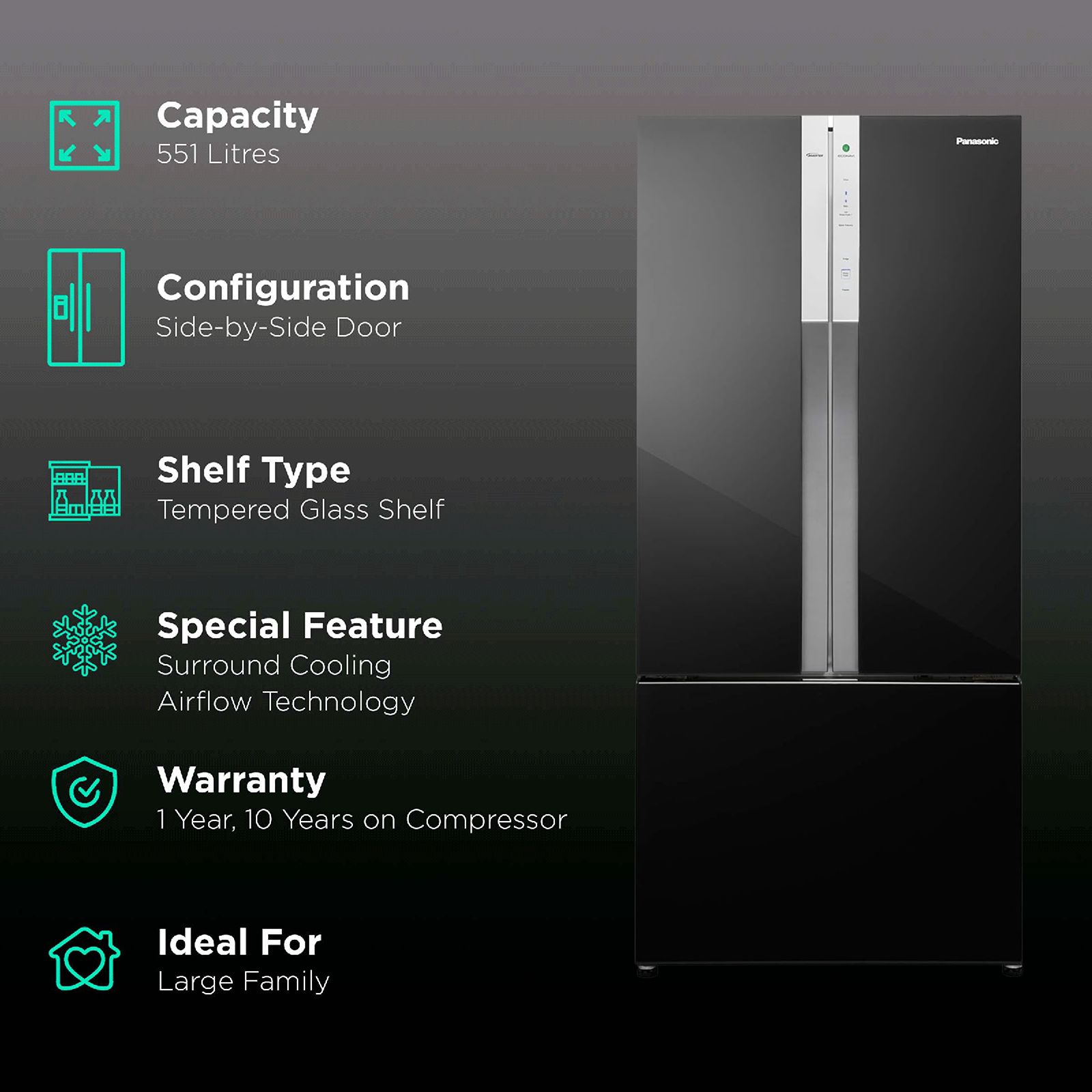 Buy Panasonic 551 Litres 3 Star Frost Free Side by Side